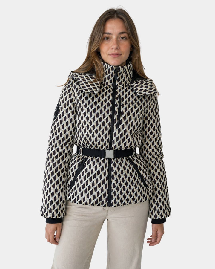 ÉLODIANE | VESTE MATELASSÉE BEIGE À CEINTURE